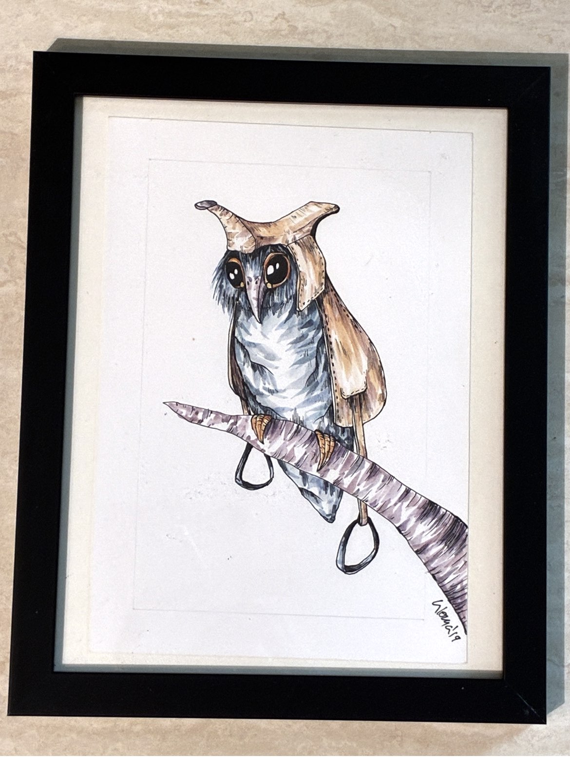 Artwork 25: Owl with a saddle by Henry Alomá
